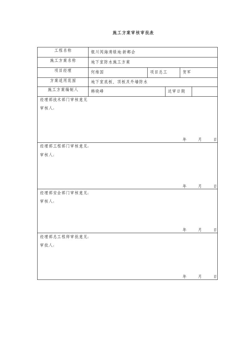 宁夏某小区框架结构商业楼地下室防水方案