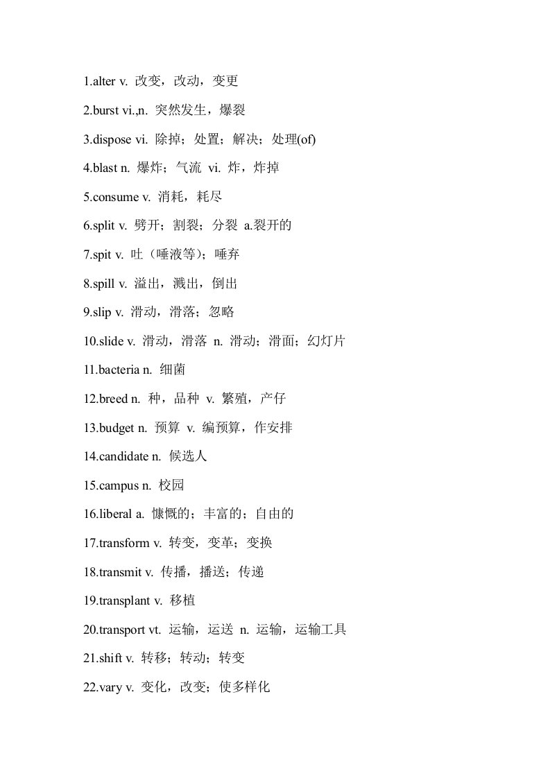 英语四级高频词汇到