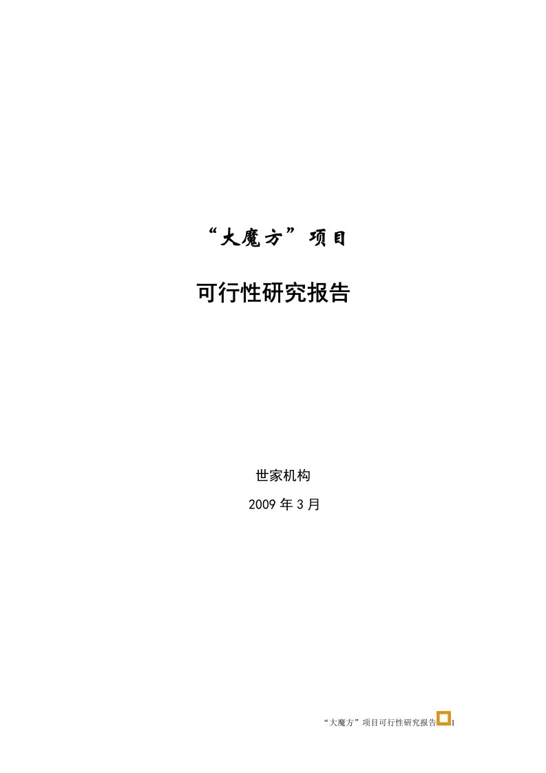 成都大魔方项目可行性研究报告初定