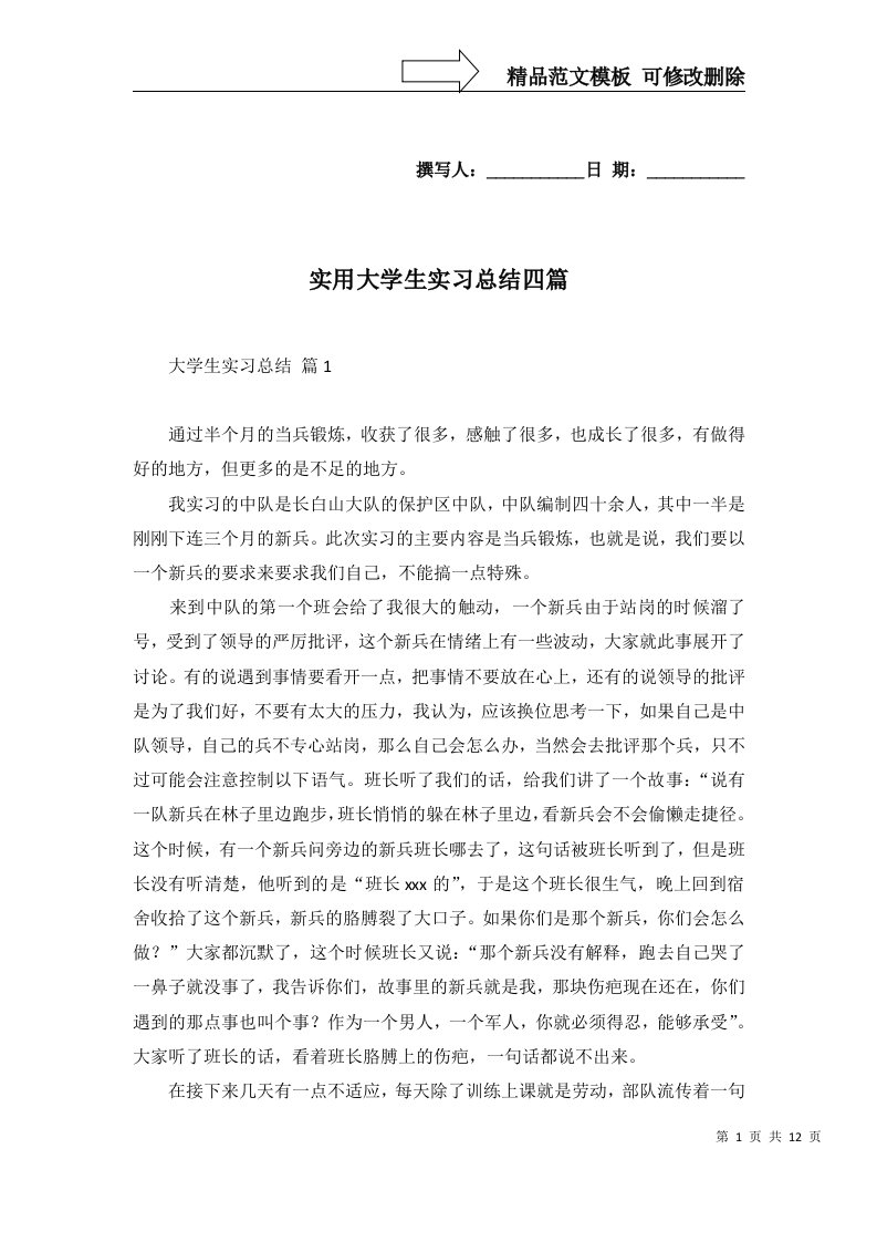 实用大学生实习总结四篇