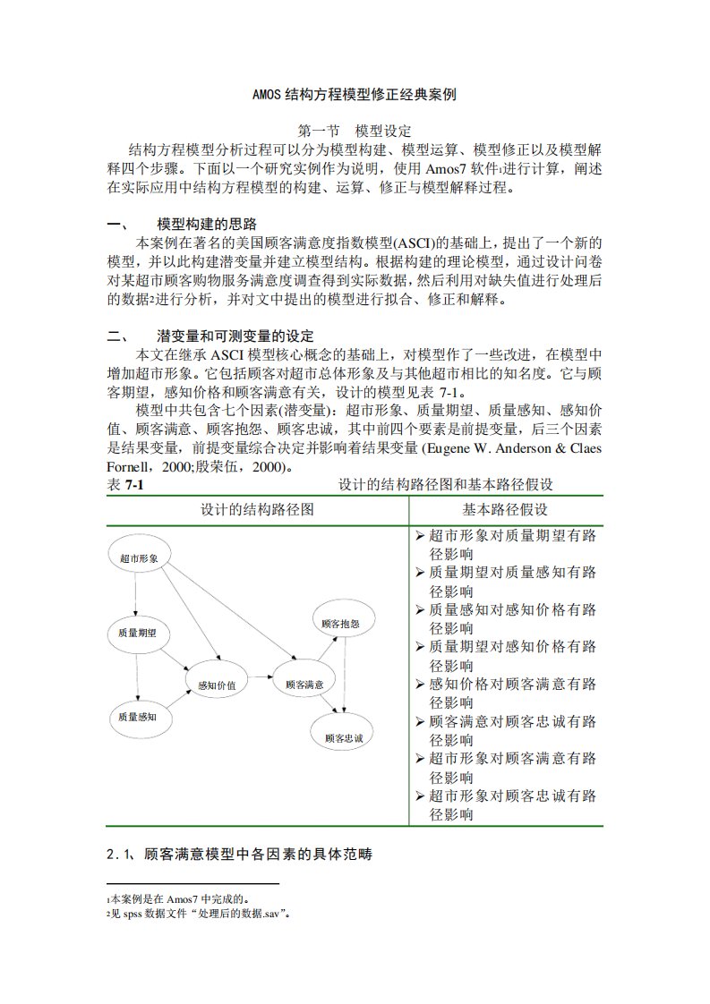 AMOS结构方程模型修正经典案例