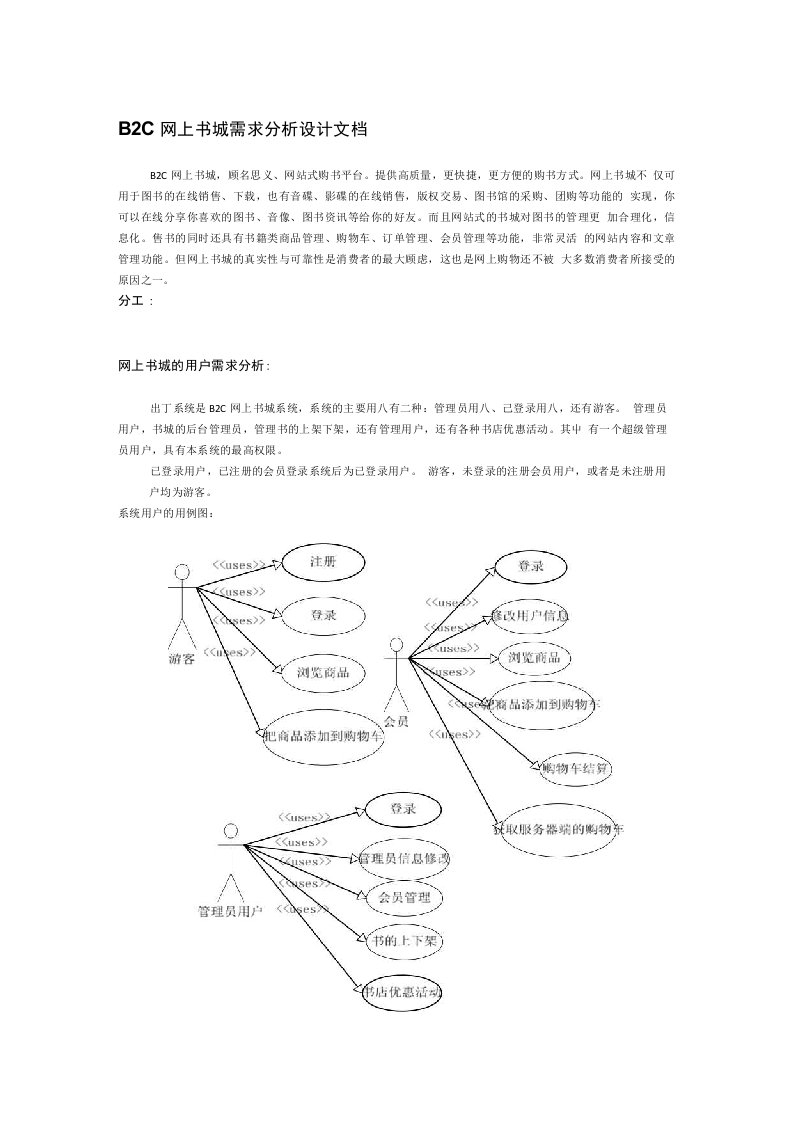 b2c网上书城需求分析设计文档