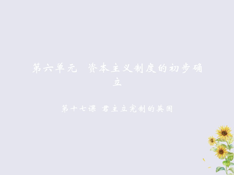 九年级历史上册第六单元资本主义制度的初步确立第十七课君主立宪制的英国教学课件新人教版