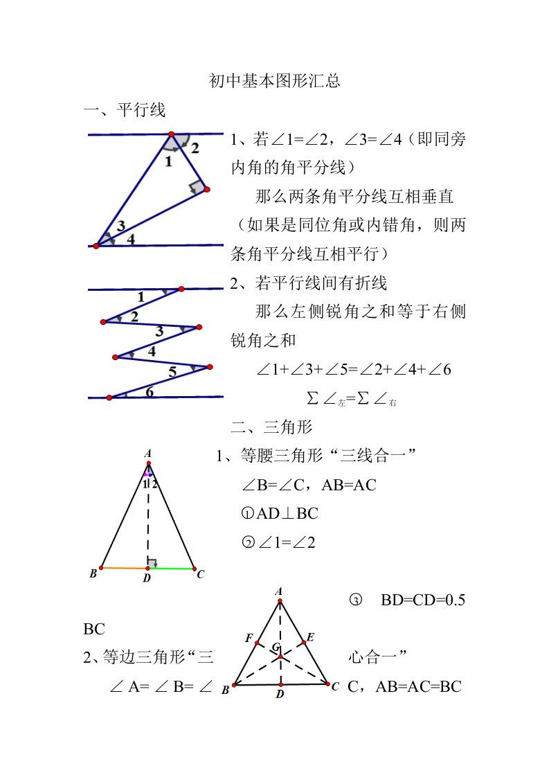 中考基本图形汇总