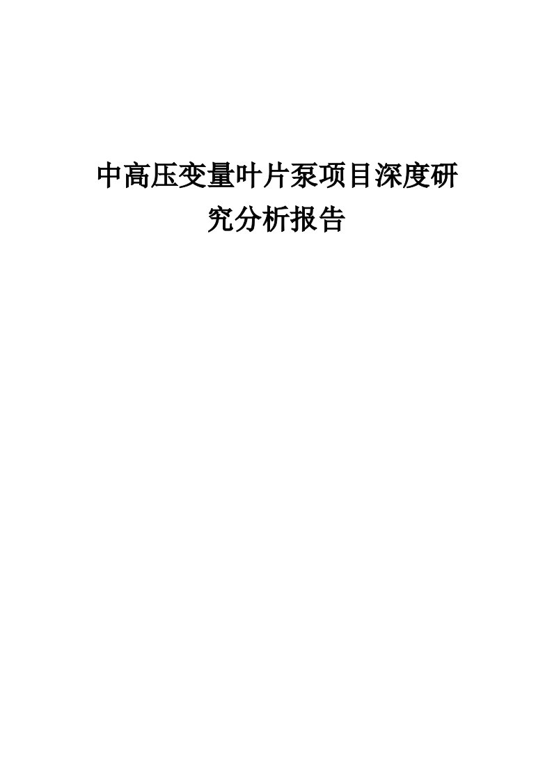 2024年中高压变量叶片泵项目深度研究分析报告