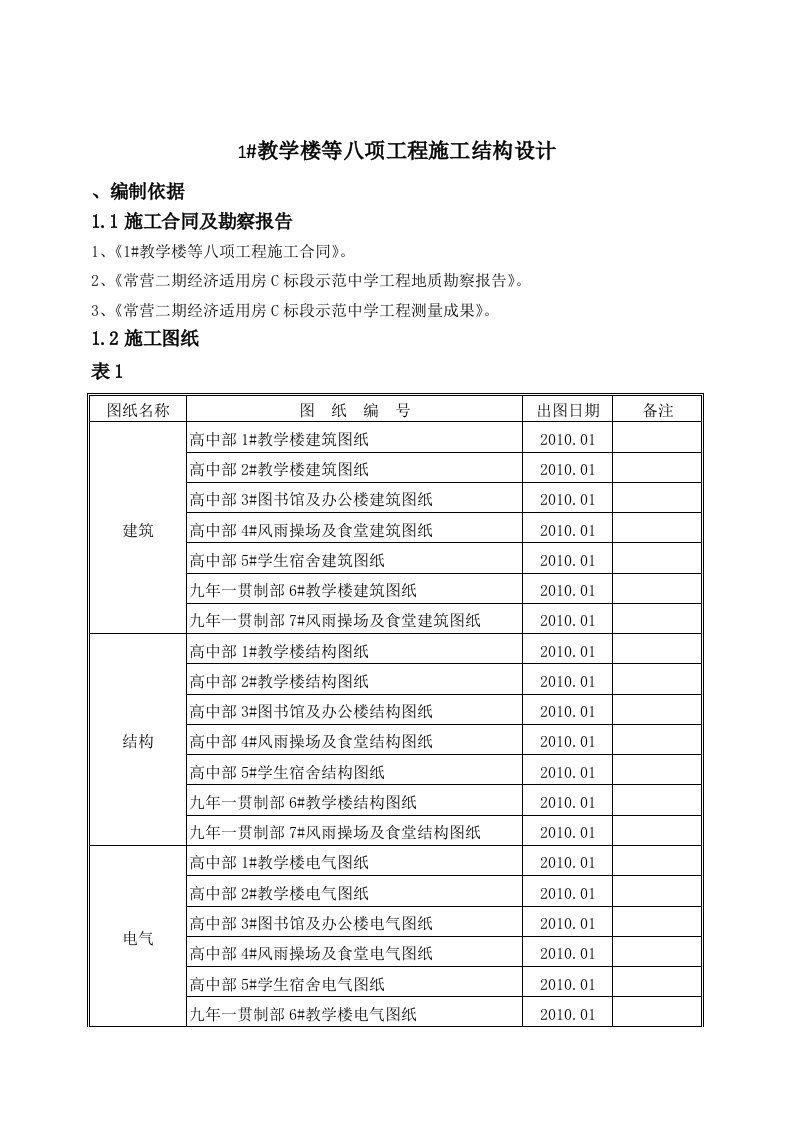 某中学施工组织结构设计