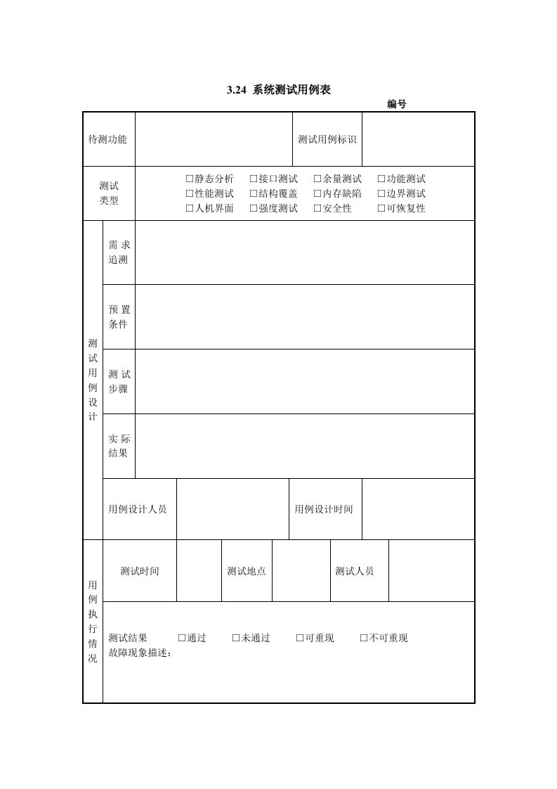 表格模板-IT项目管理324系统测试用例表