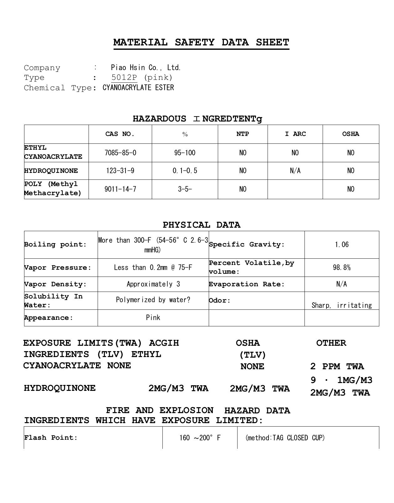 MSDS-指甲胶水