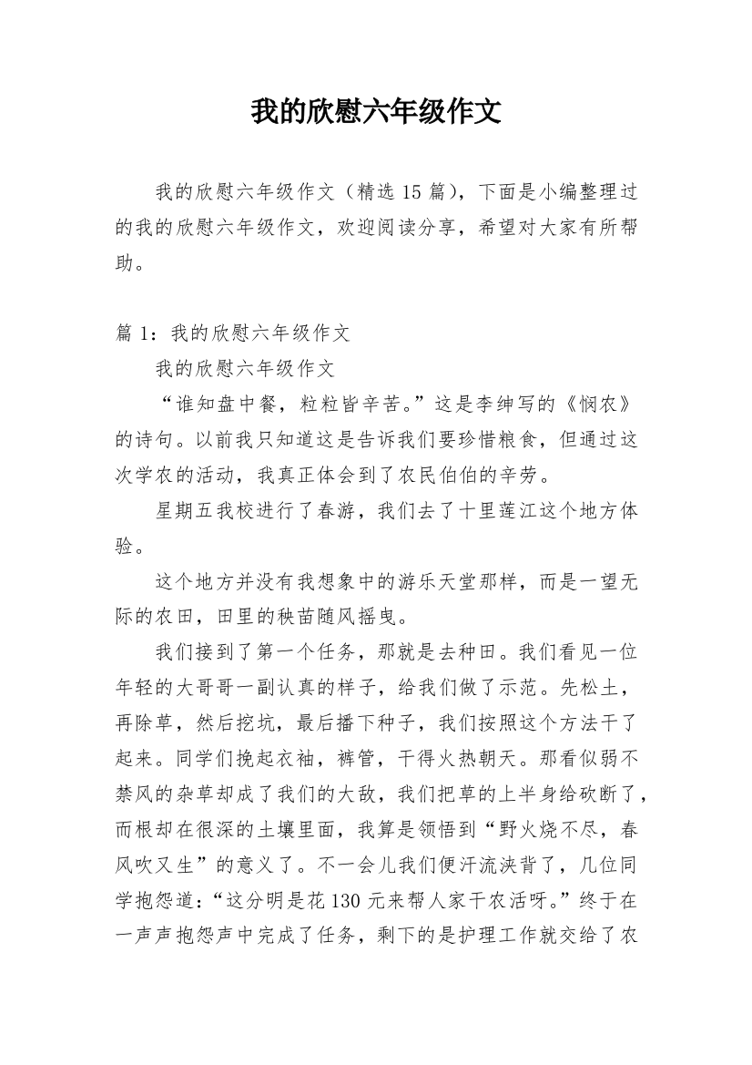 我的欣慰六年级作文