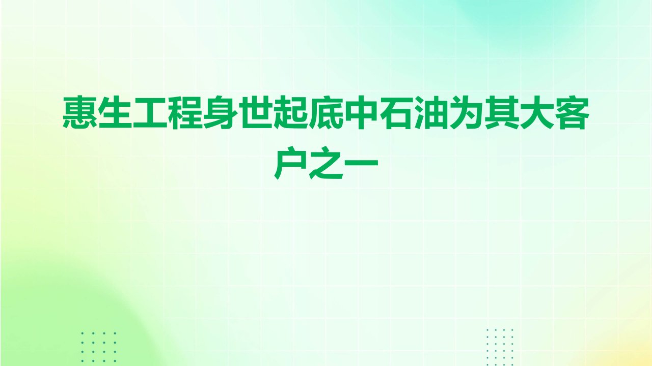 惠生工程身世起底中石油为其大客户之一课件