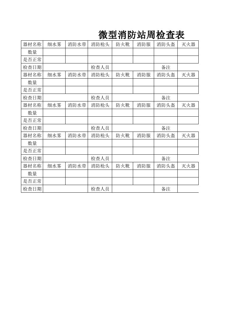 微型消防站周检查表