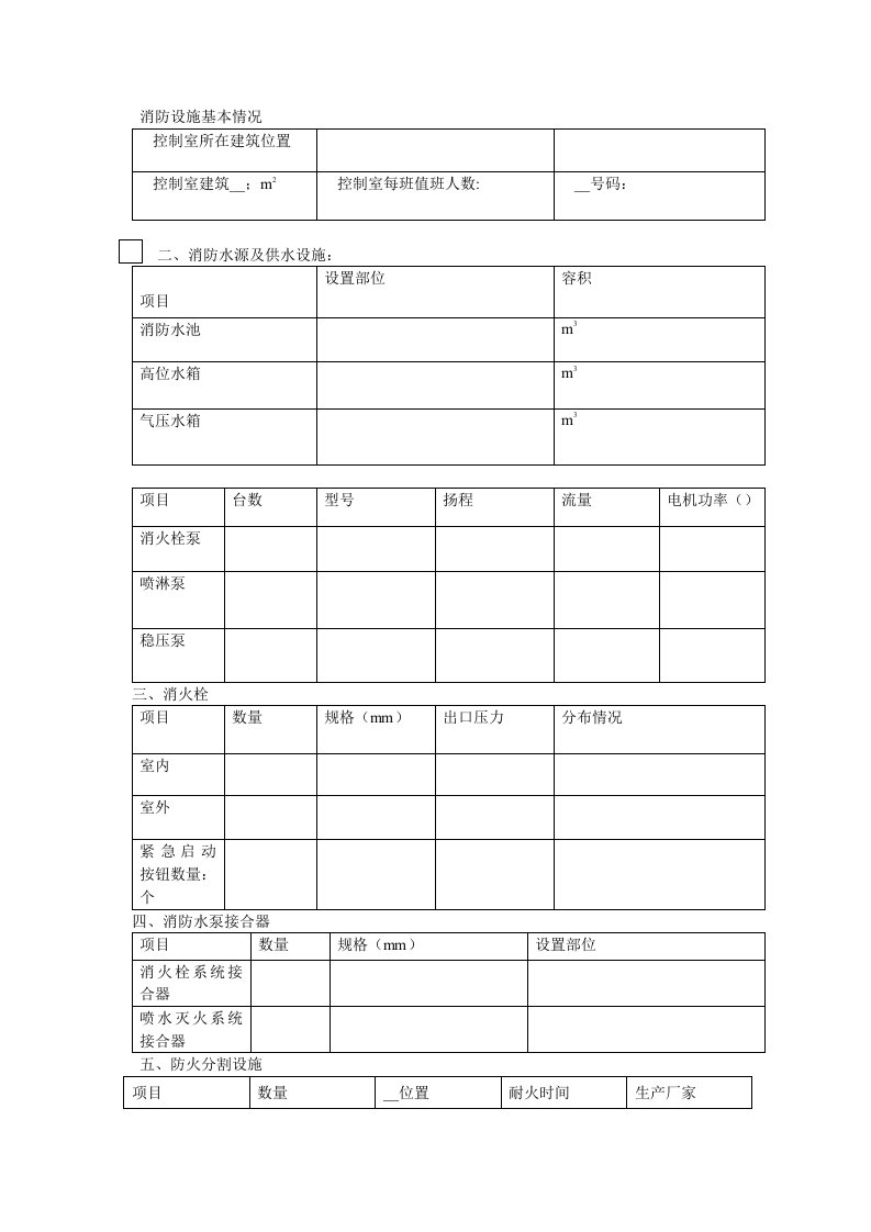 消防设施基本情况