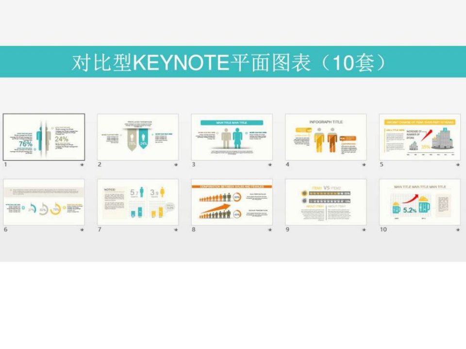 对比型KEYNOTE平面图表10套ppt模板课件可编辑.ppt