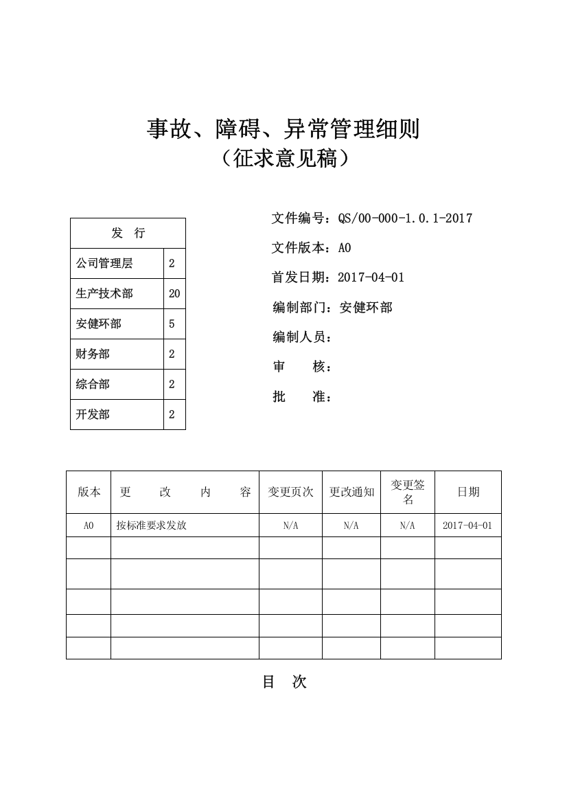 某环保有限公司事故障碍异常管理细则