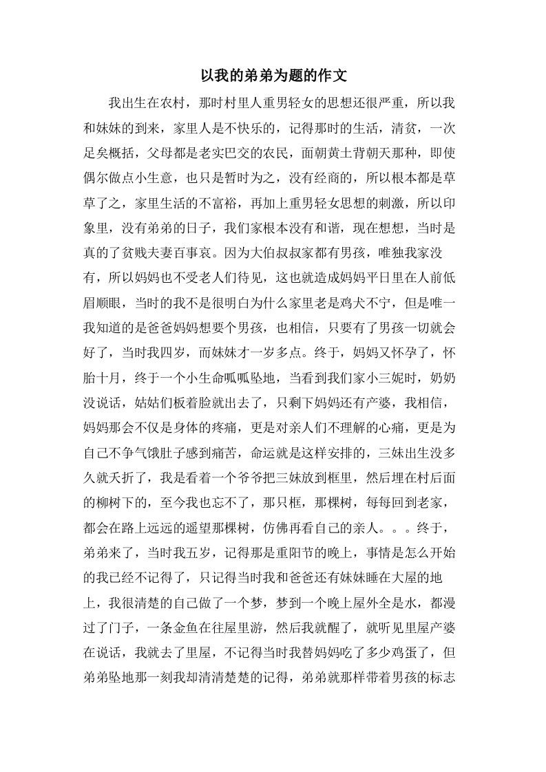 以我的弟弟为题的作文