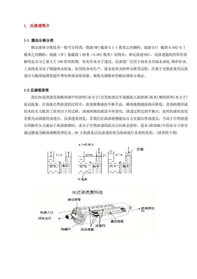 RO反渗透方案及操作说明