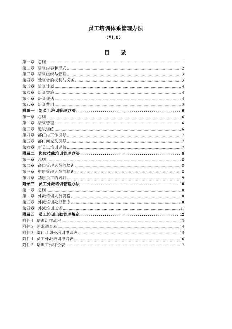 中美资本控股集团《员工培训体系管理办法》(doc18)-人事制度表格