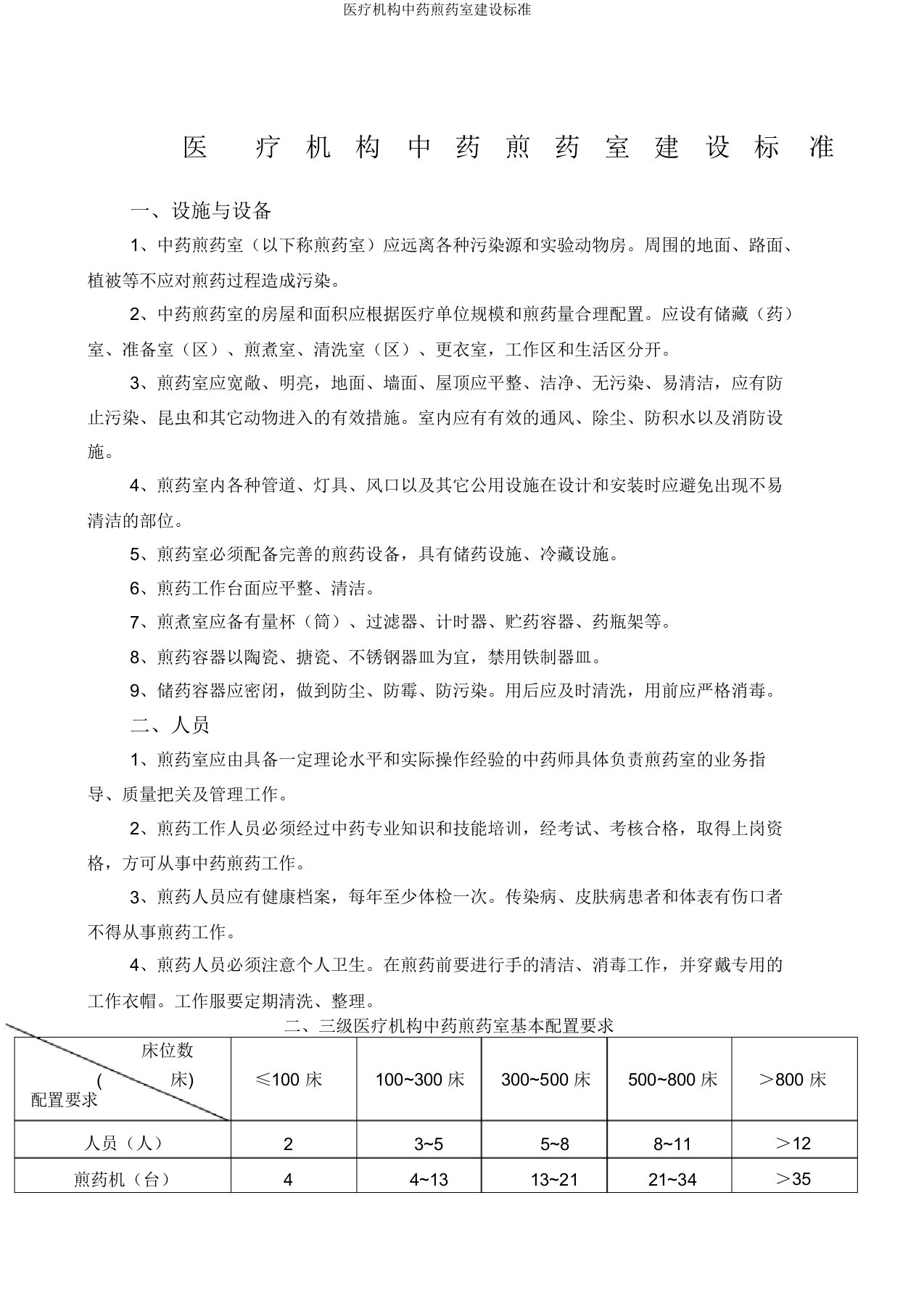 医疗机构中药煎药室建设标准