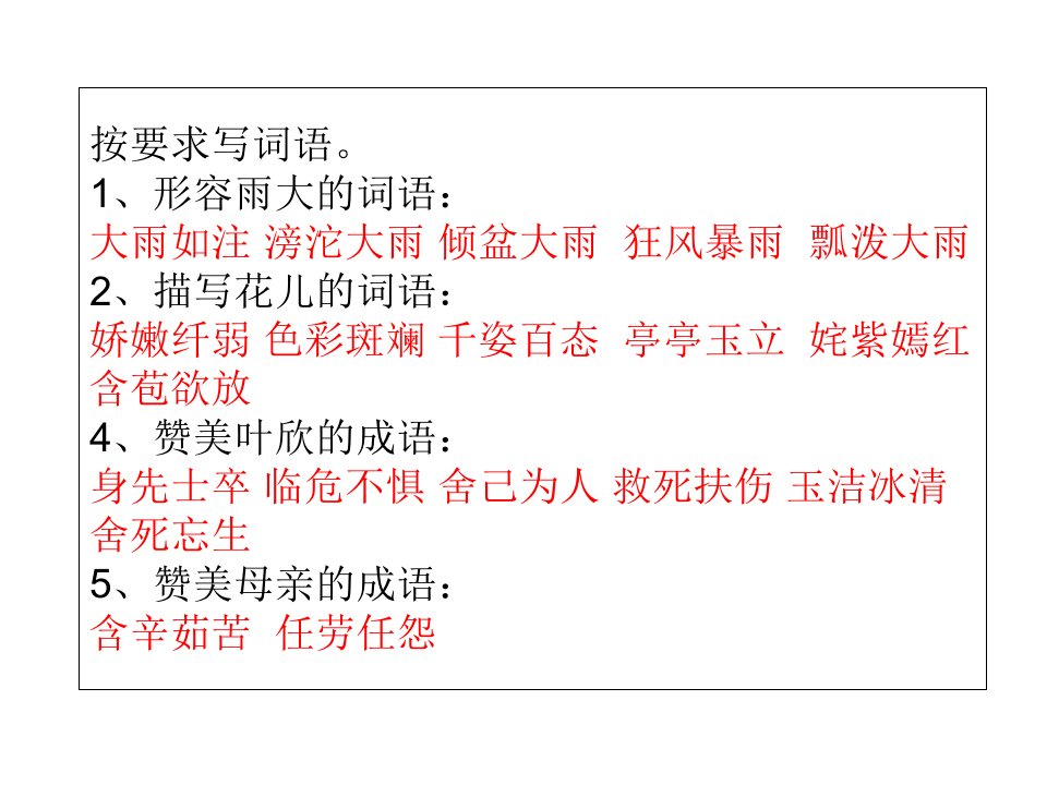 苏教版四年级语文下册第四单元复习课件