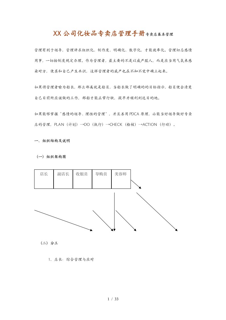 某公司化妆品专卖店管理手册