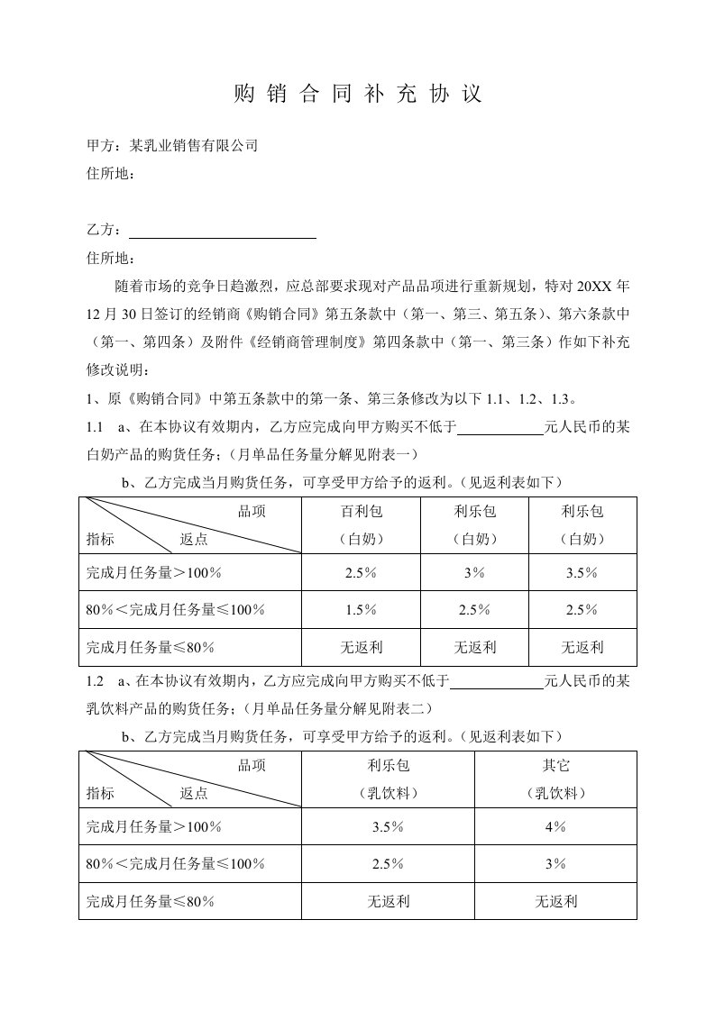 推荐-购销合同补充协议