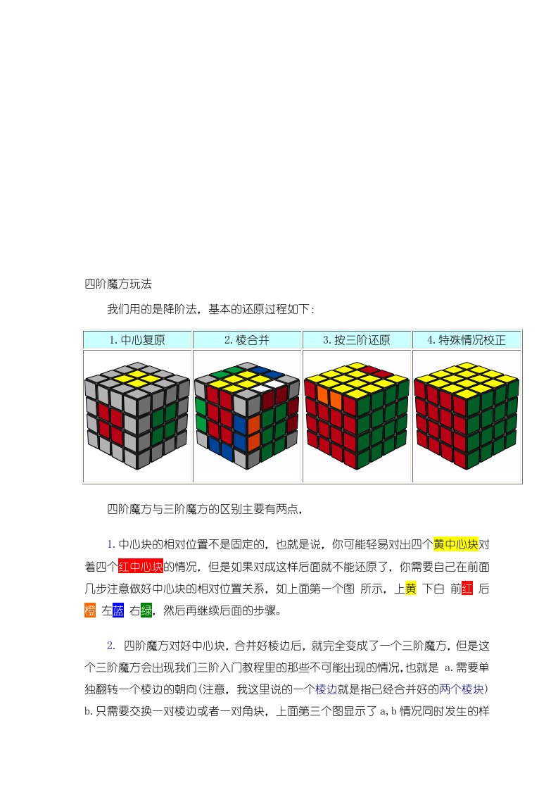 四阶魔方复原教程