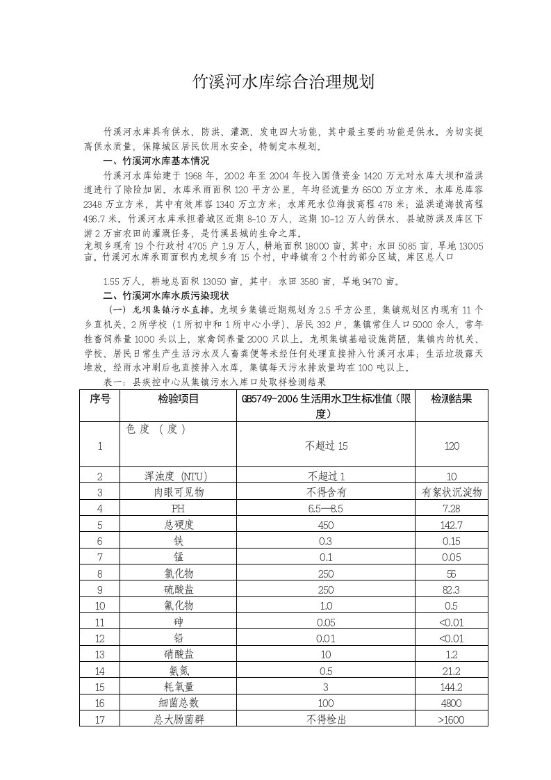 （推荐）竹溪河水库综合治理规划