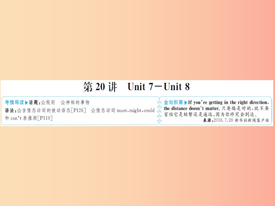 山东省菏泽市2019年中考英语总复习第一部分系统复习成绩基石九全第20讲Unit7_8课件