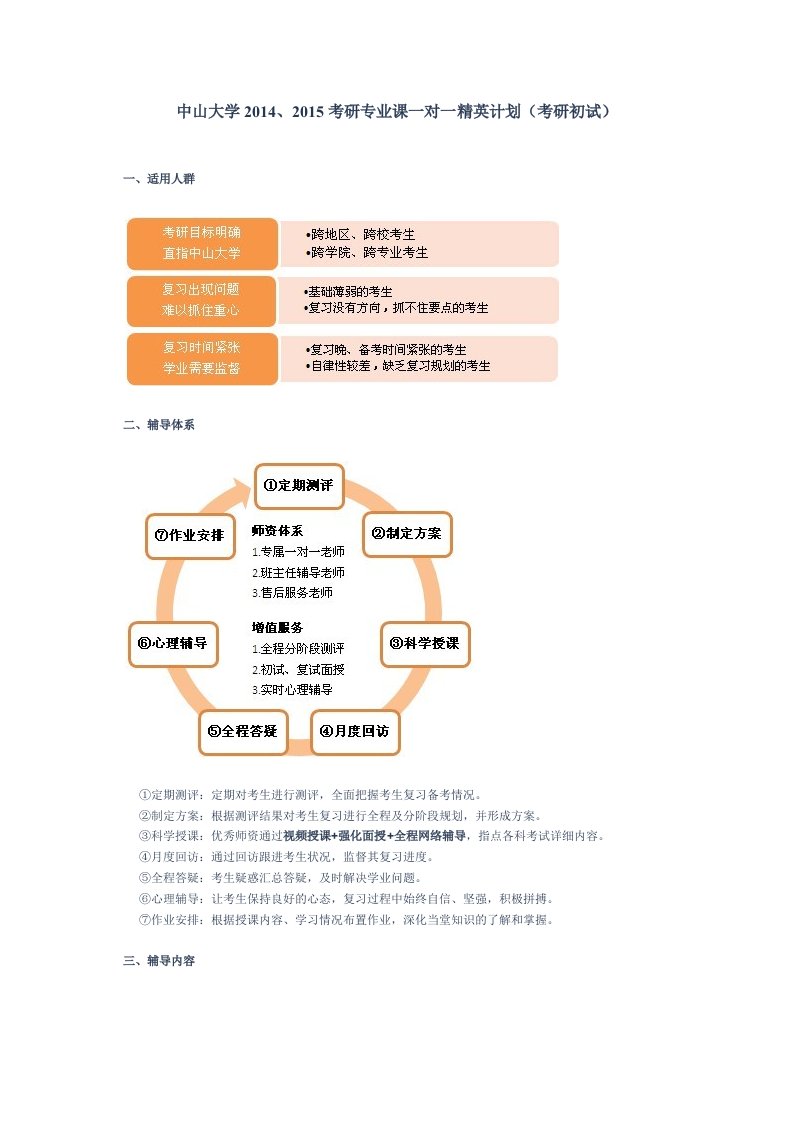 中山大学2014、2015考研专业课一对一精英计划(考研冲刺)