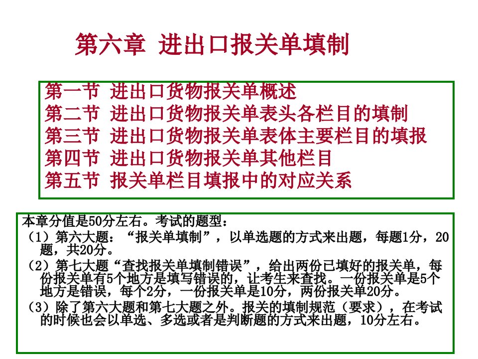 进出口货物报关单填制