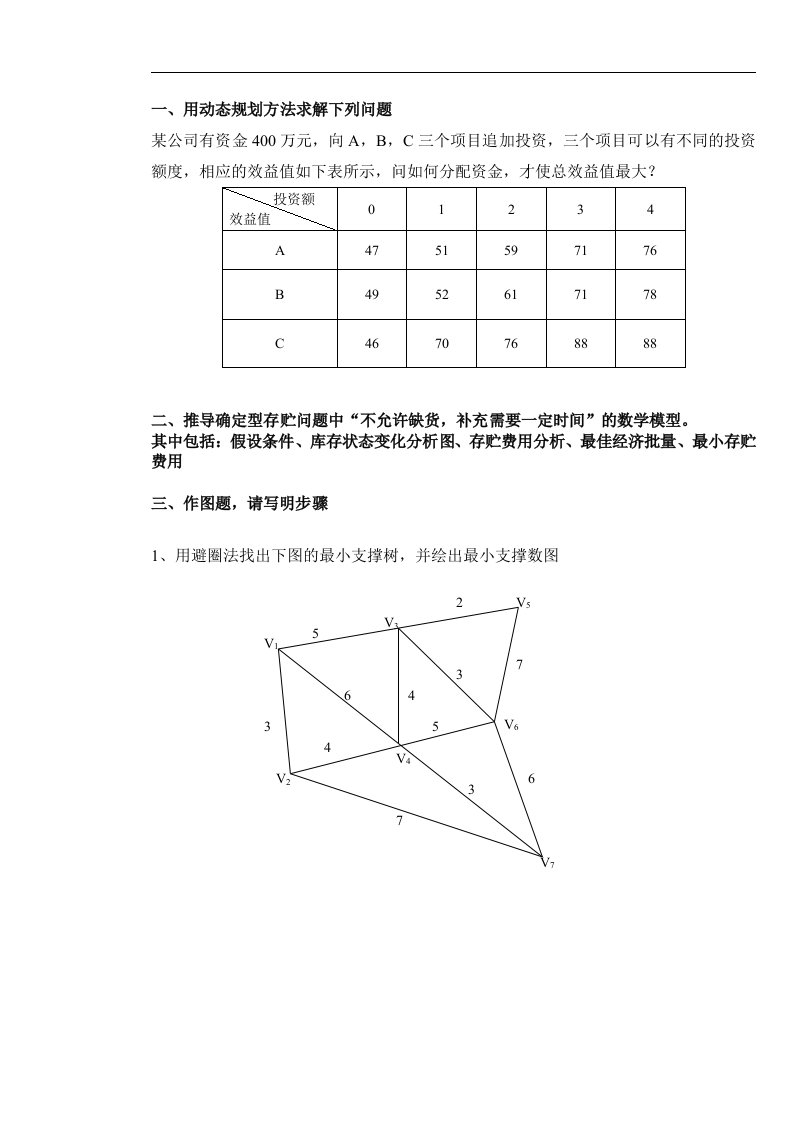 运筹学习题及答案1