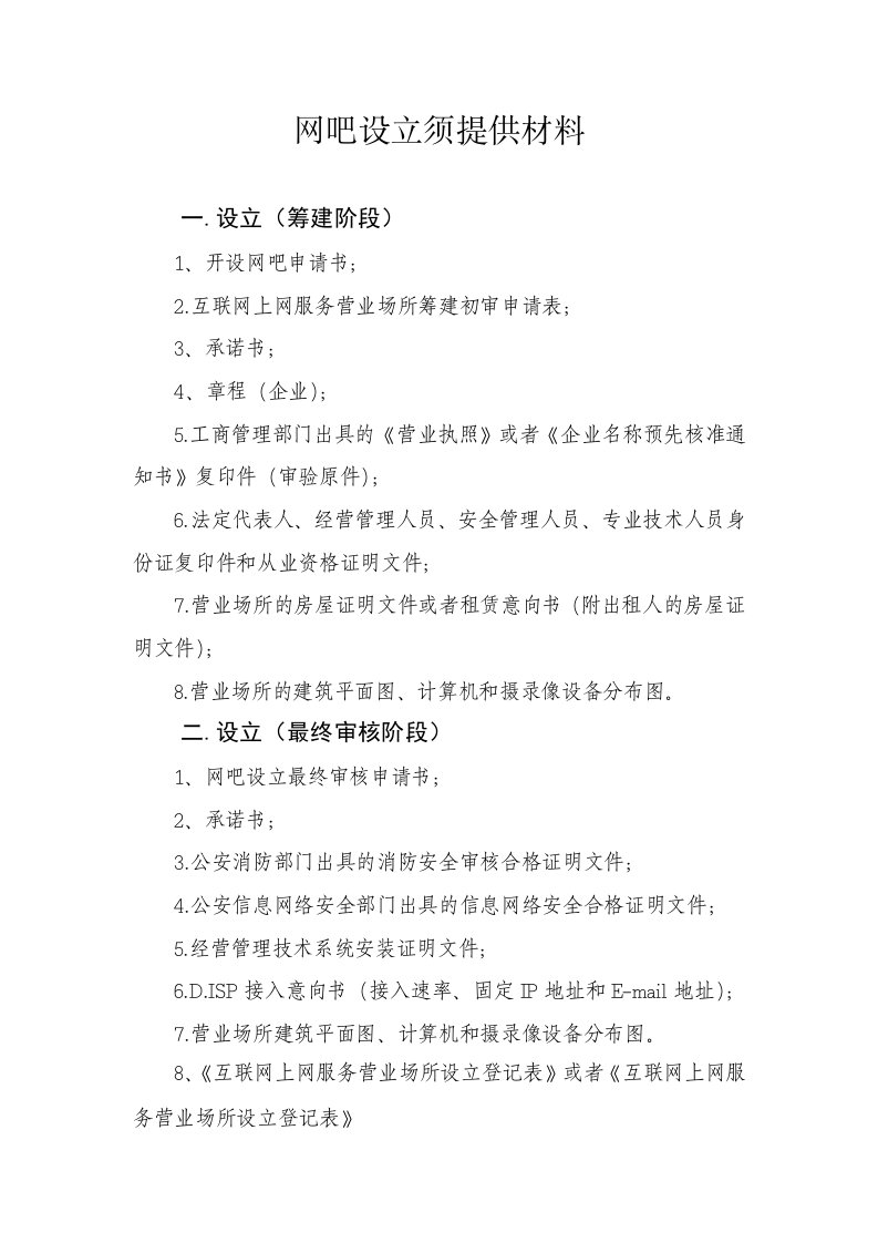 网吧设立须提供材料(1)