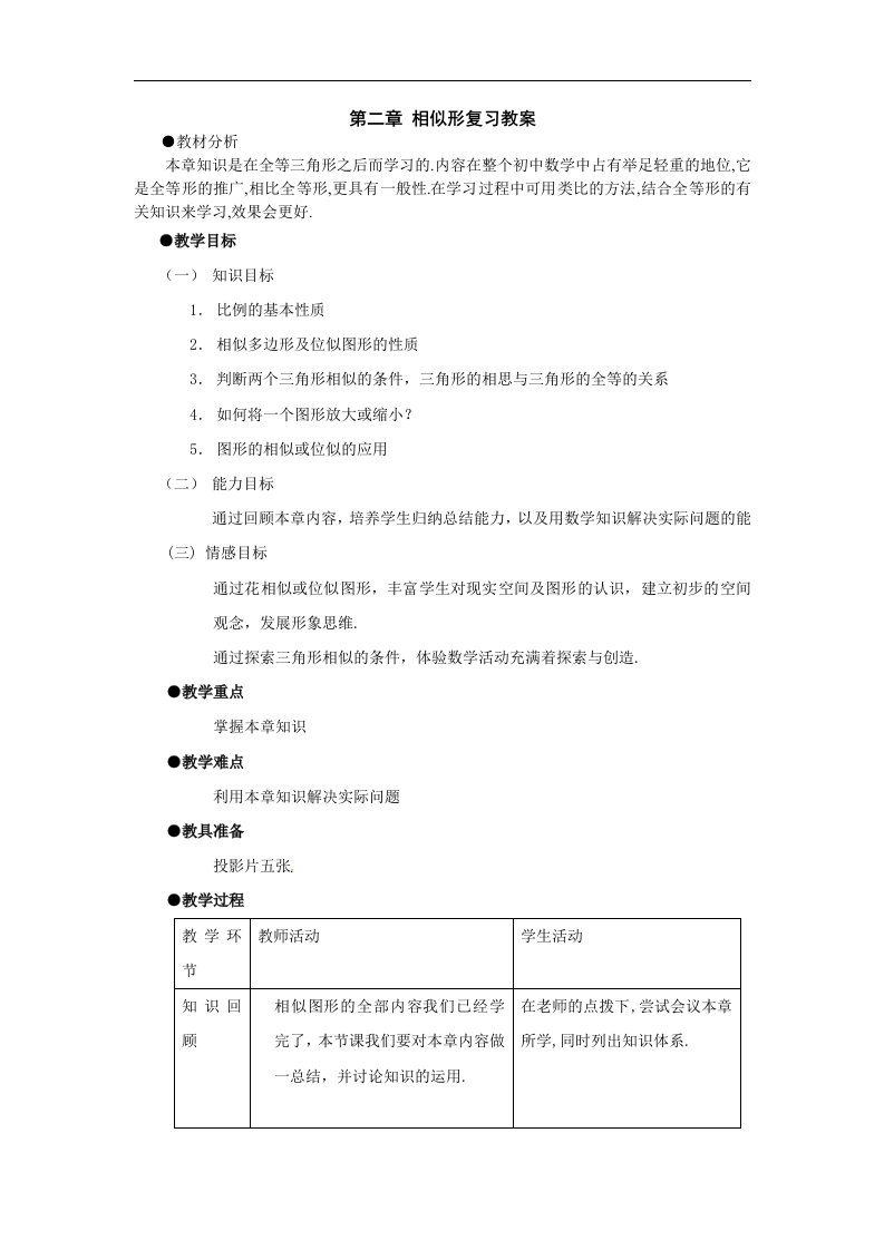 鲁教版数学八上《第二章相似图形综合小结》