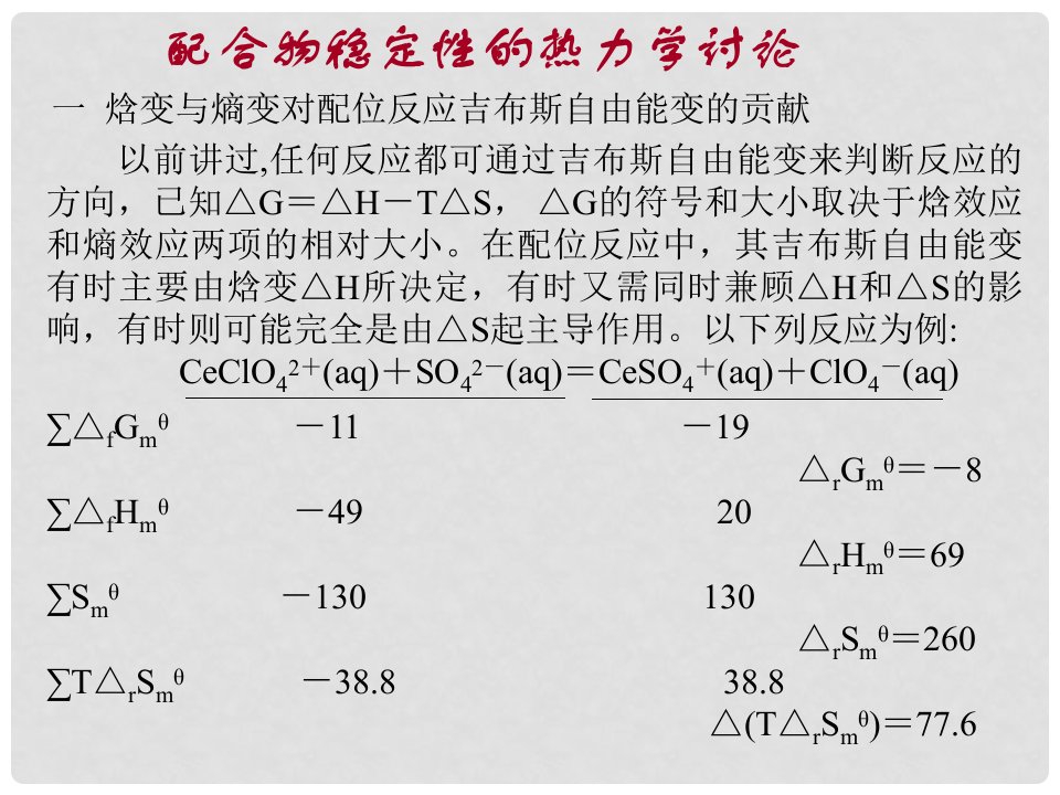 高中化学热力学复习