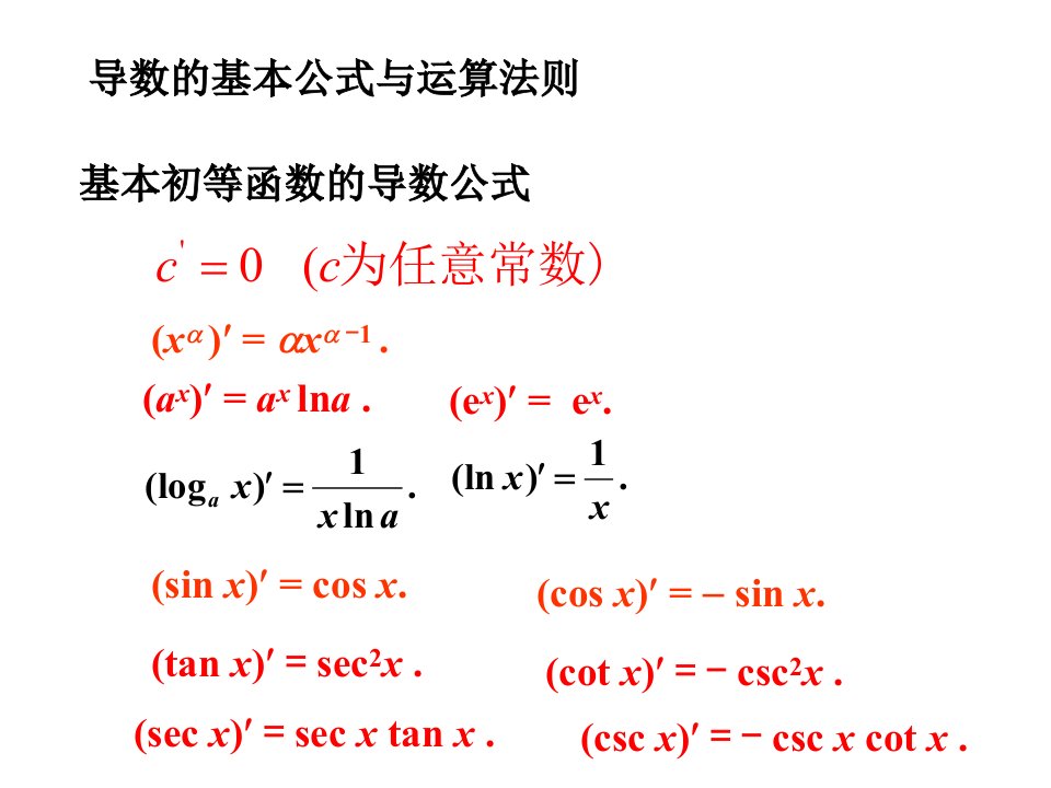 西方经济学高等数学导数公式大全