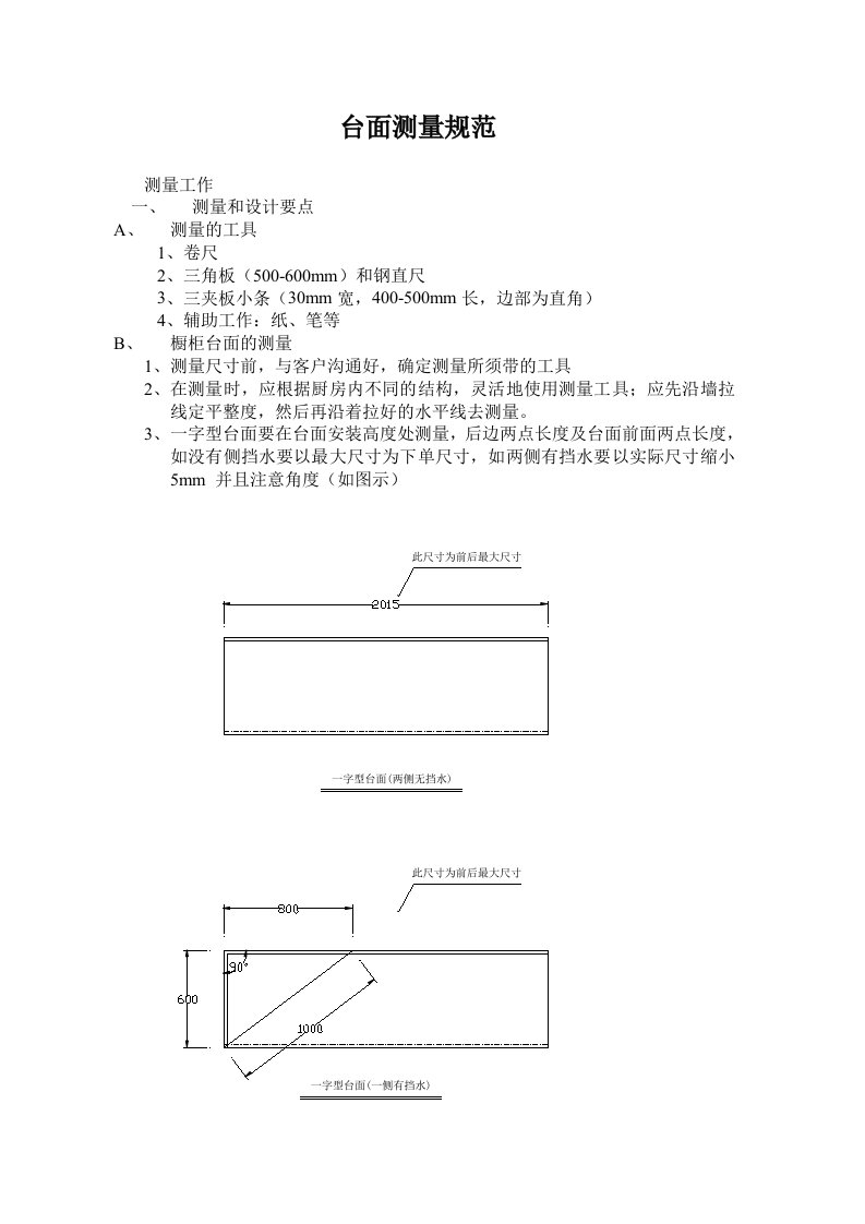 台面测量规范