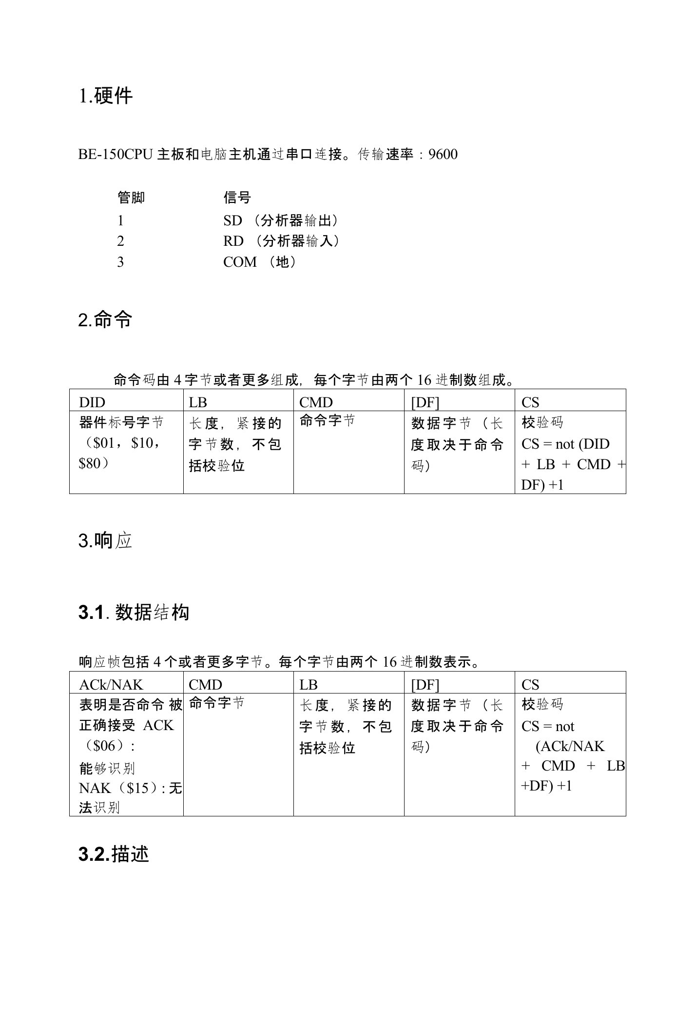 中文版BE-150通信协议