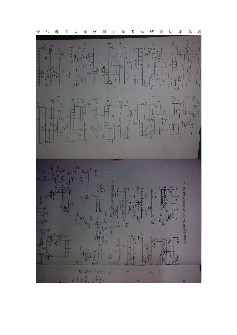 长沙理工大学材料力学历年考试试题和答案