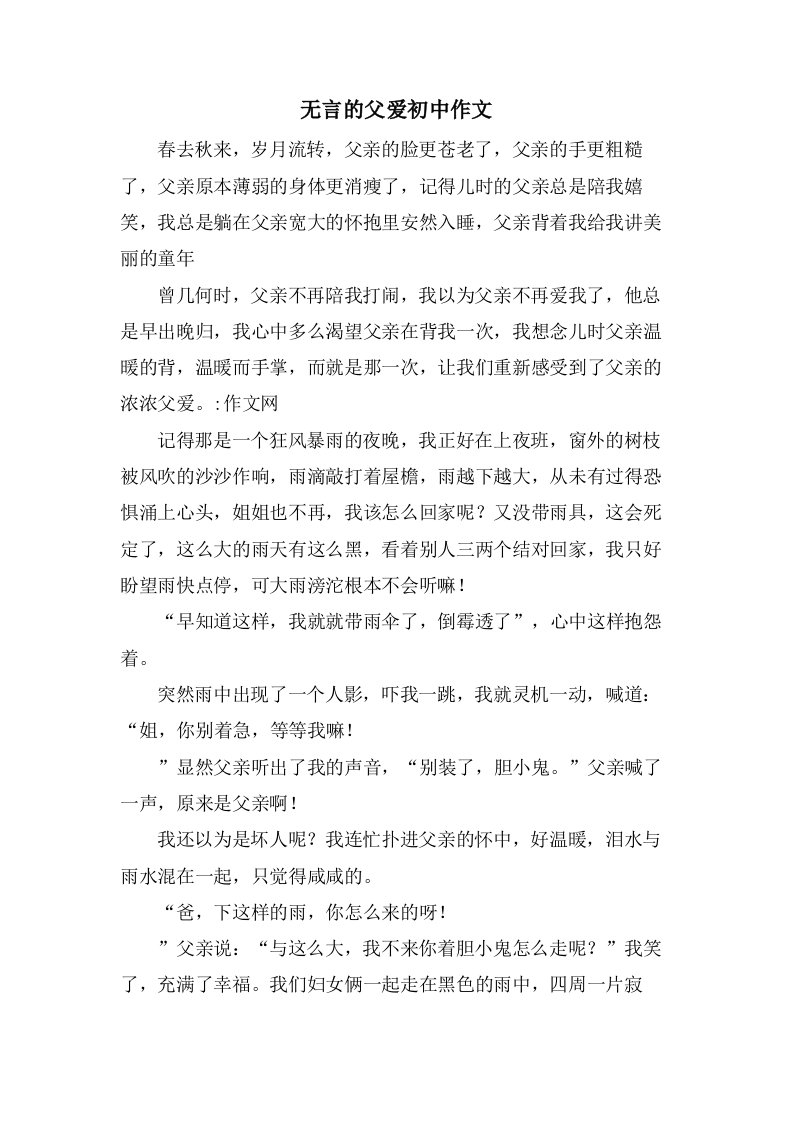 无言的父爱初中作文