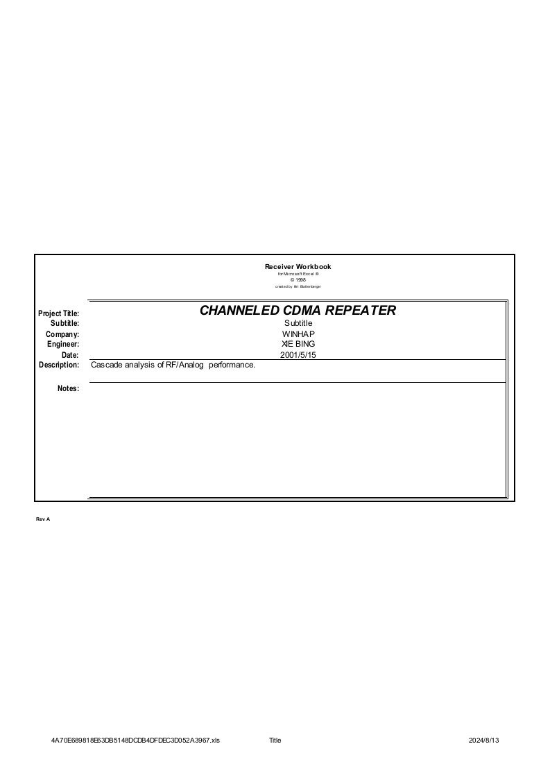 小信号射频参数计算工具。本工具用EXSEL做成,内置运算程序,打开后启用宏,就可以使用