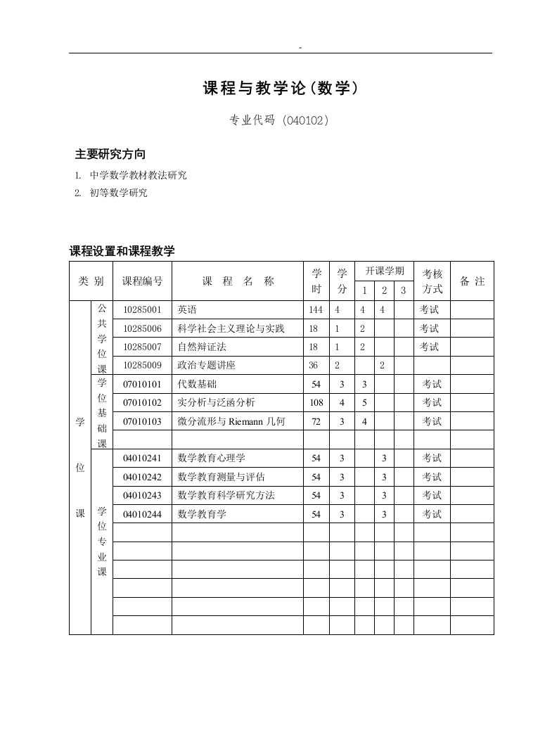 课程与教学论(数学)