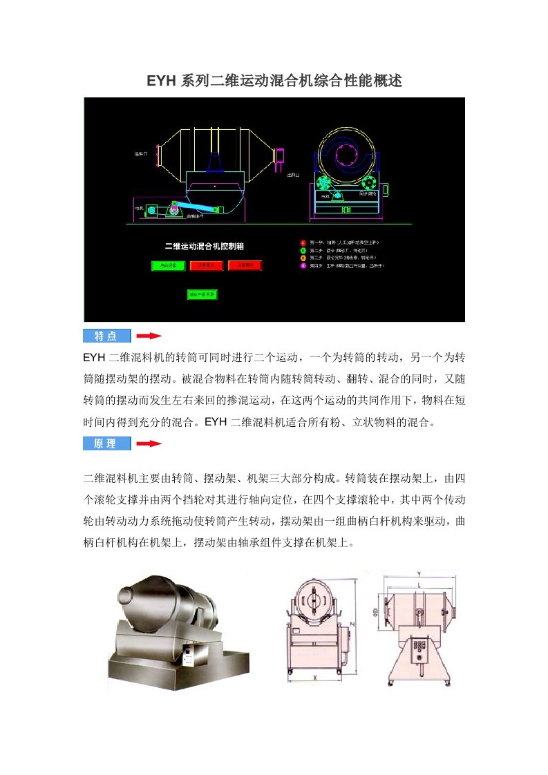 EYH系列二维运动混合机综合性能概述