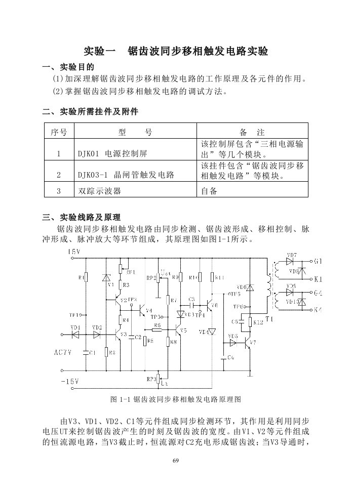 电工学实验一锯齿波同步移相触发电路实验