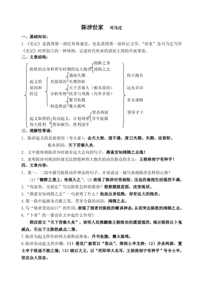 九年级文言文课文内容