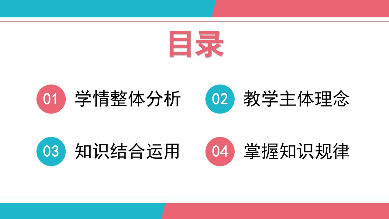 蓝粉色简约风教学总结学情分析报告PPT模板