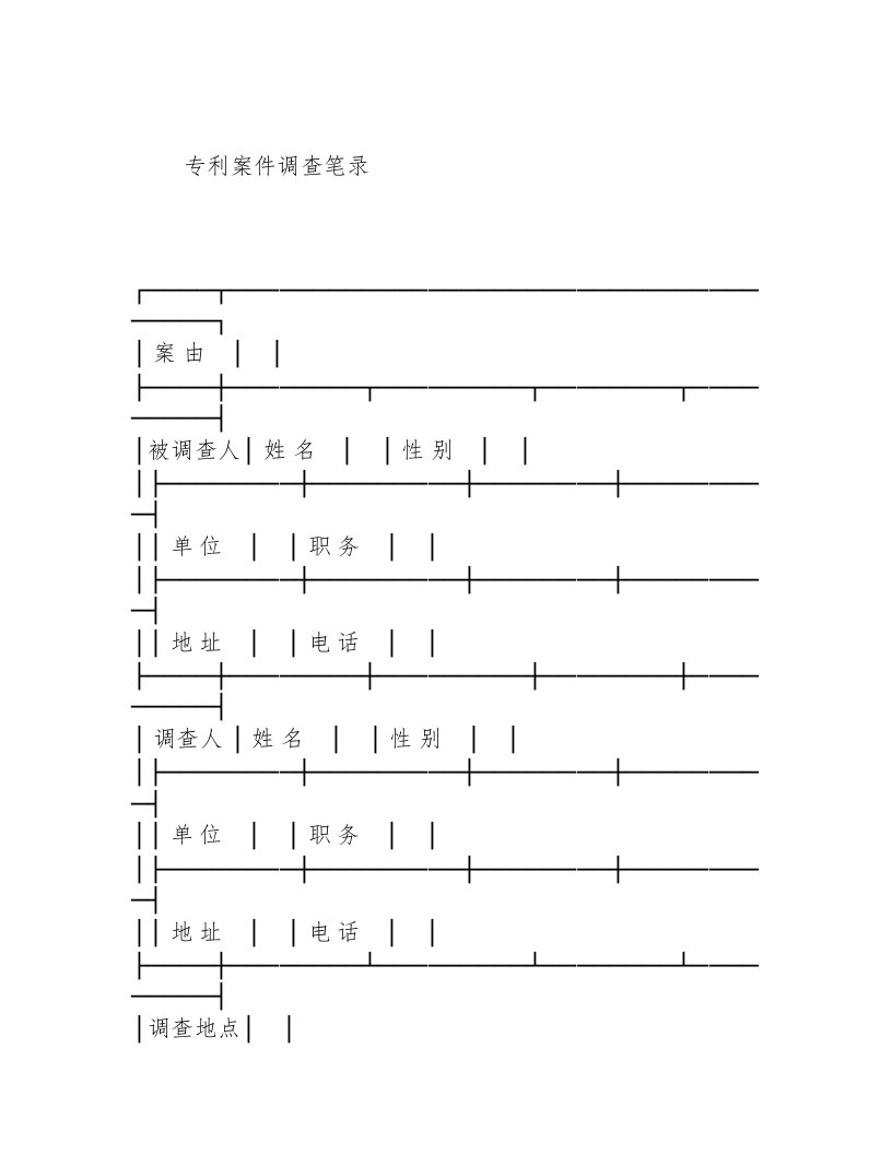 专利案件调查笔录