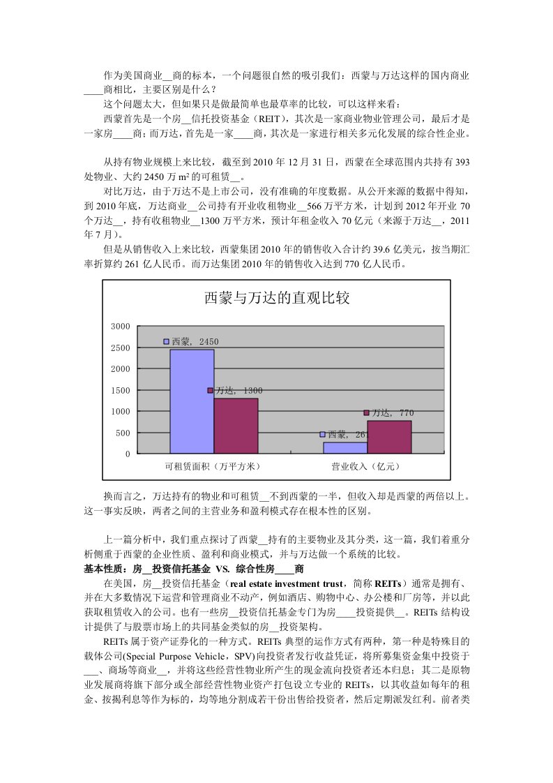 西蒙VS万达的商业模式