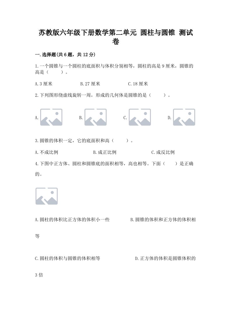 苏教版六年级下册数学第二单元