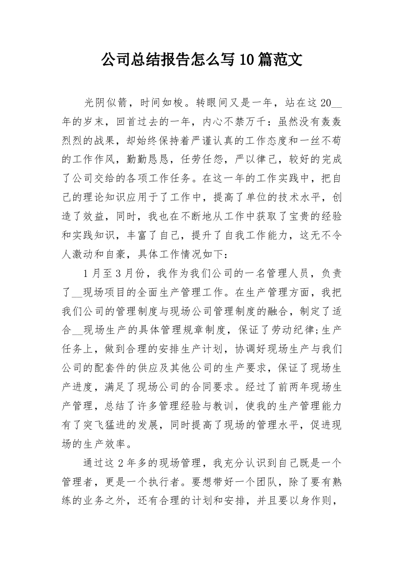 公司总结报告怎么写10篇范文