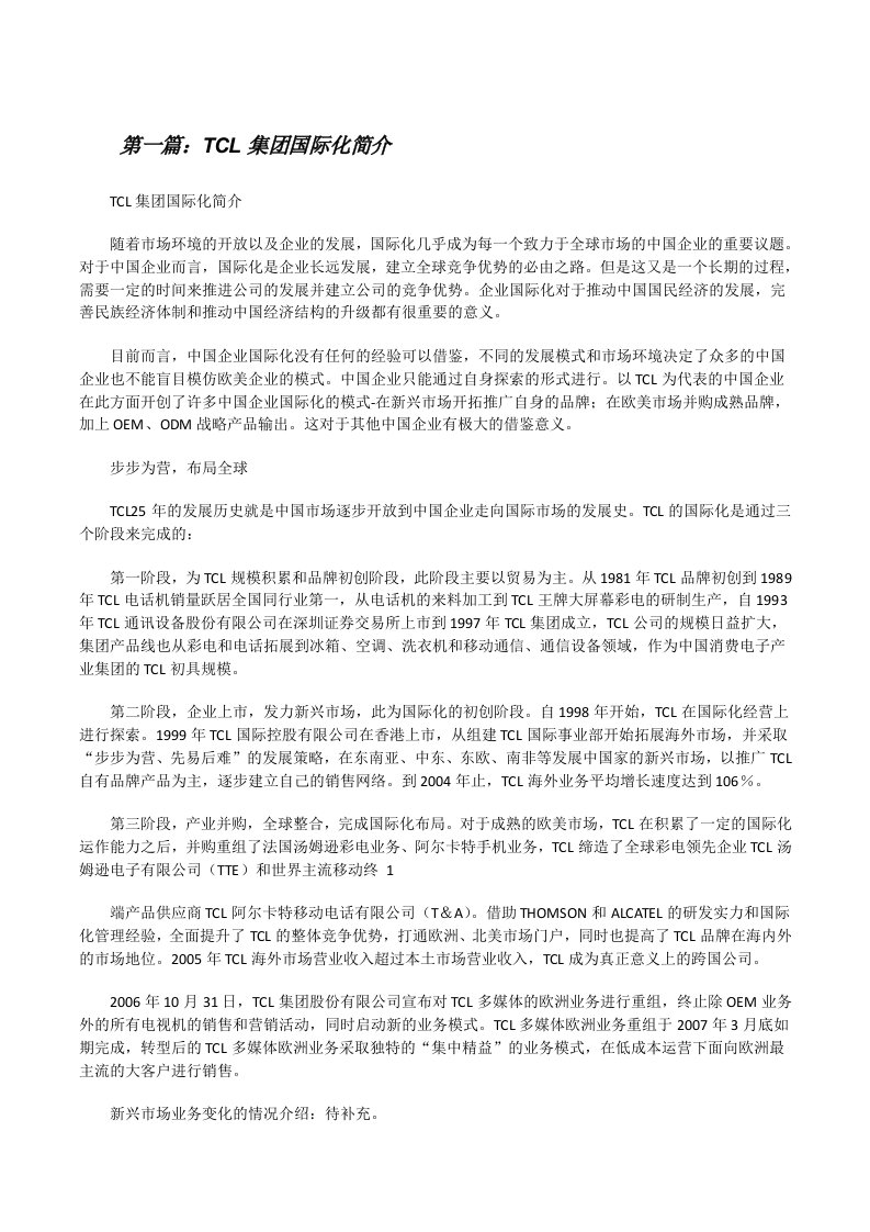 TCL集团国际化简介[修改版]